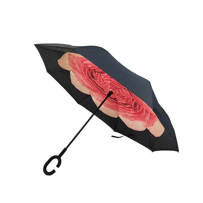 L'ombrello invertito di doppio strato di progettazione del fiore, C ha modellato l'ombrello della maniglia fornitore