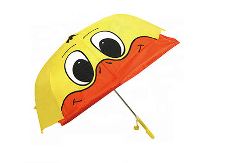 Forte la progettazione di logo su misura ombrello sveglio giallo dei bambini della struttura funziona uniformemente facilmente fornitore